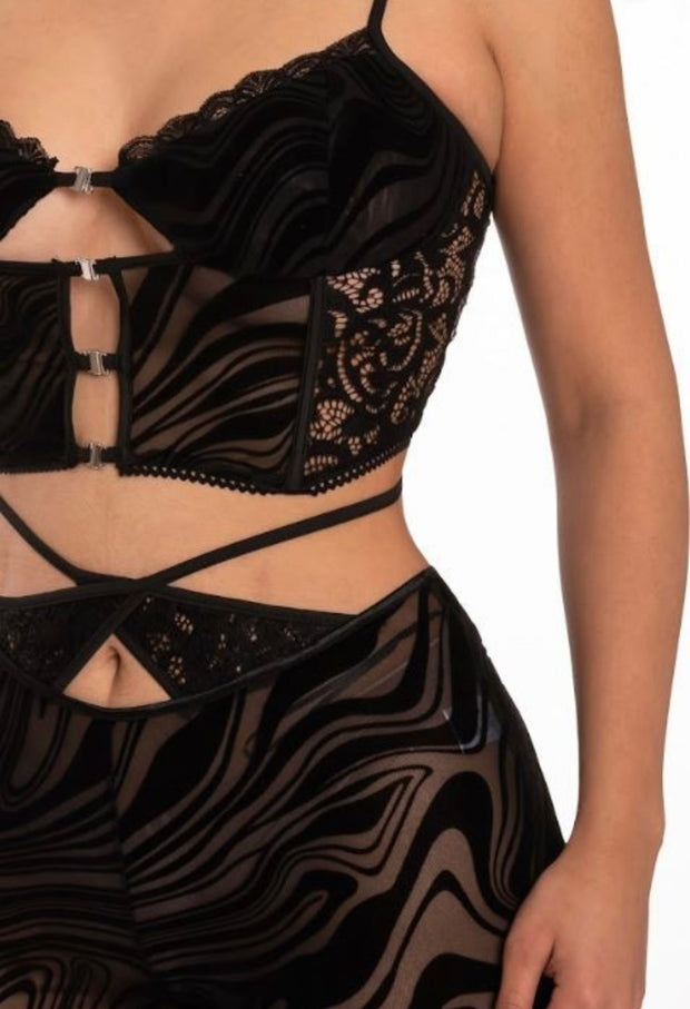 VINTAGE MESH CORSET PANT SET