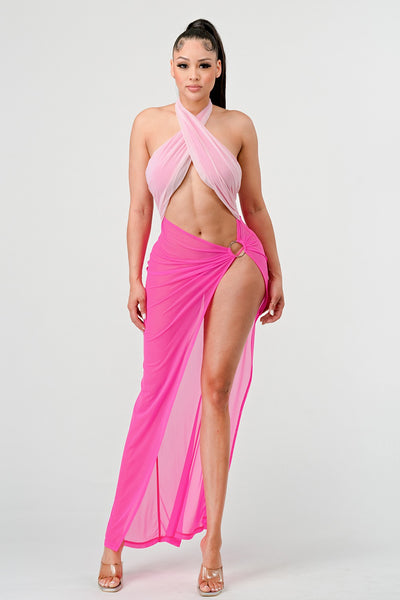 SHEER HIGH SLIT DRESS